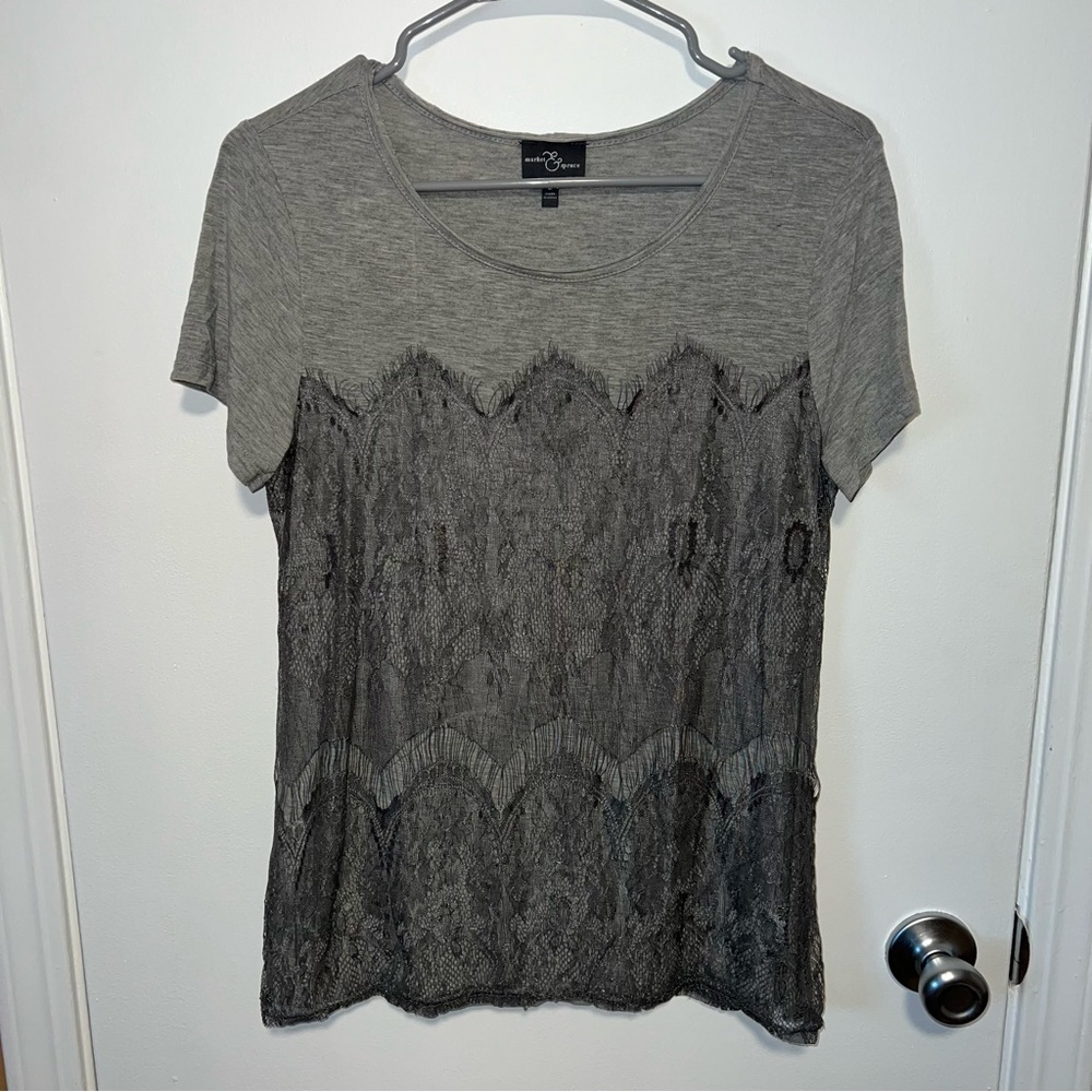 🍀4 for 25🍀 Market & Spruce | Gray Lace Blouse